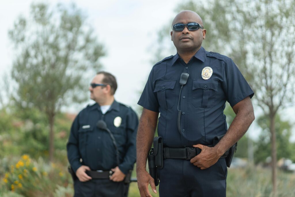 Two police officers on patrol