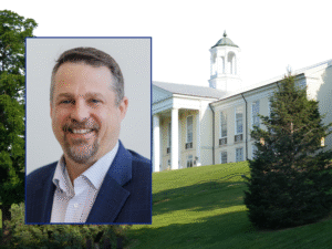 Todd Telemeco with the MBU campus in the background