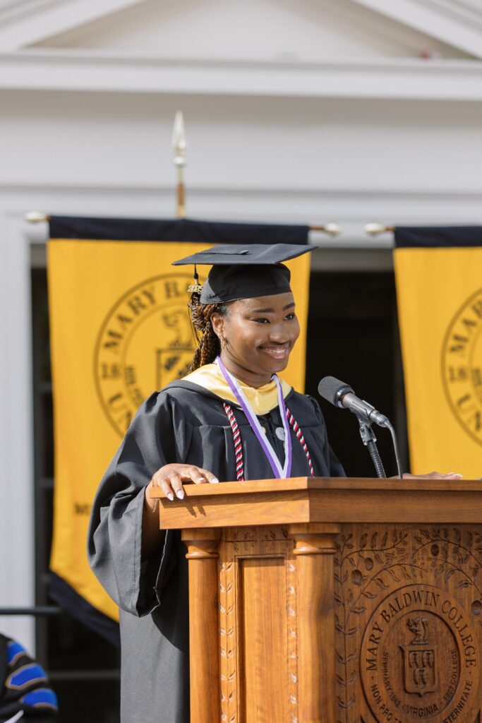 Student speaker at the lectern