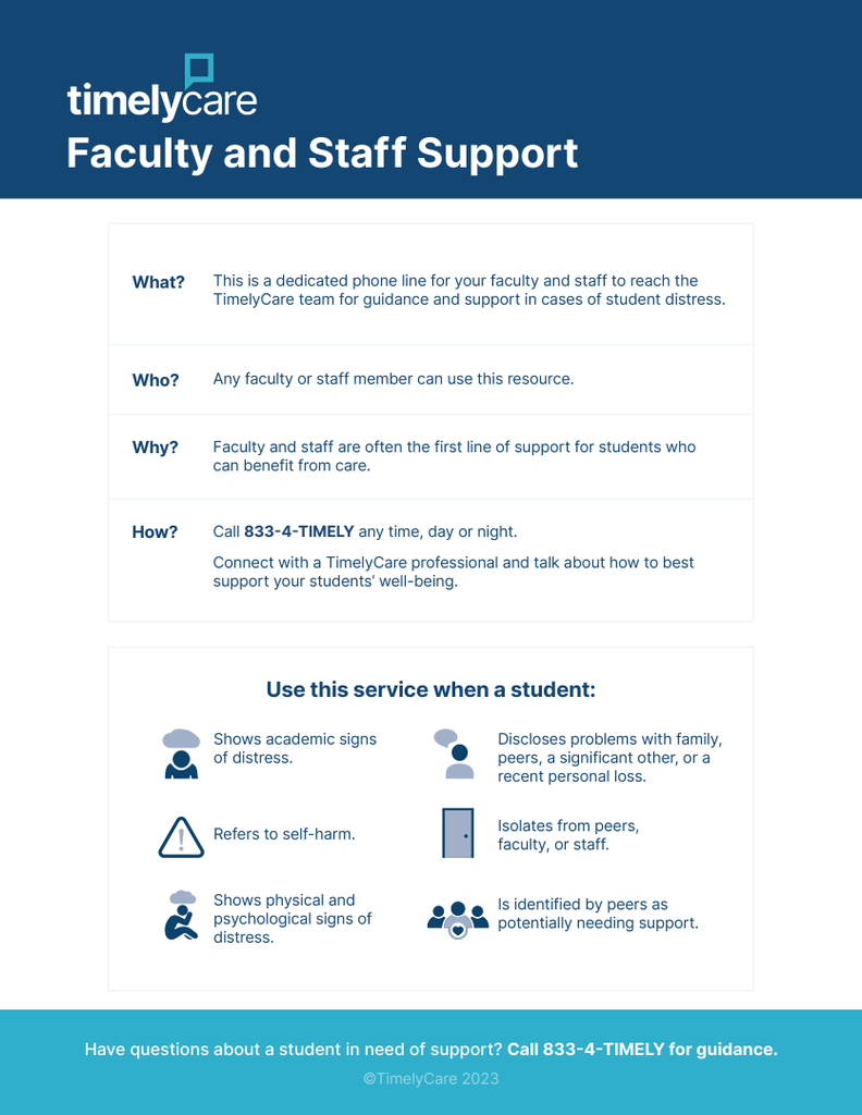 Flyer explaining faculty and staff resources (repeating previous text)